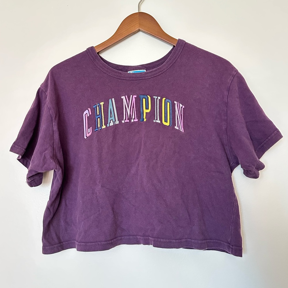 90s Champion purple embroidered crop top